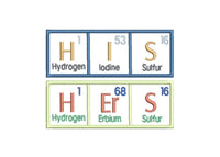 HIS and HERS Periodic Table of Elements Embroidery Design, 2 sizes, 4x4, 5x7 hoop, Bath Towel Embroidery