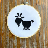 Silly Goat Silhouette Machine Embroidery Design with and without wording- nursery, kids, children, animals, farm, 4x4 hoop, 2 sizes