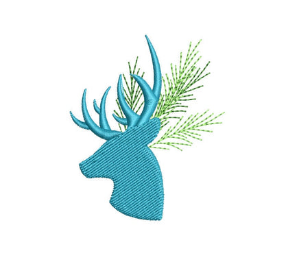 Evergreen Deer Silhouette Machine Embroidery Design, hunting embroidery design, deer embroidery design, hunter embroidery design