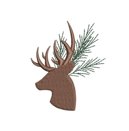 Evergreen Deer Silhouette Machine Embroidery Design, hunting embroidery design, deer embroidery design, hunter embroidery design