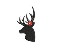 Poinsettia Deer Silhouette Machine Embroidery Design - sproutembroiderydesigns