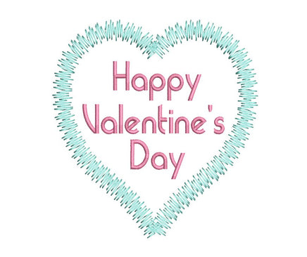 Happy Valentine's Day Modern Heart Machine Embroidery Design - sproutembroiderydesigns