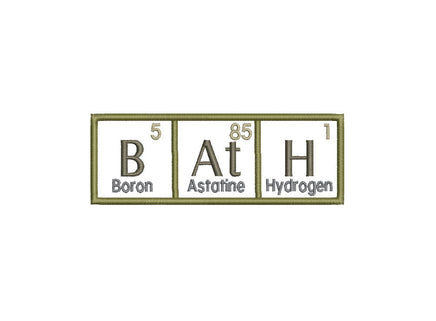 BaTh Periodic Table of Elements Machine Embroidery Design, 2 sizes, Bath Towel Embroidery, Science Embroidery, Bath Embroidery design