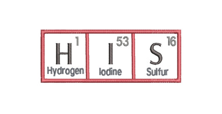 HIS and HERS Periodic Table of Elements Embroidery Design, 2 sizes, 4x4, 5x7 hoop, Bath Towel Embroidery