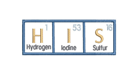 HIS and HERS Periodic Table of Elements Embroidery Design, 2 sizes, 4x4, 5x7 hoop, Bath Towel Embroidery