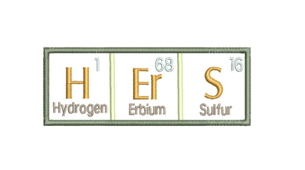 HIS and HERS Periodic Table of Elements Embroidery Design, 2 sizes, 4x4, 5x7 hoop, Bath Towel Embroidery