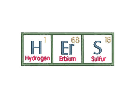 HIS and HERS Periodic Table of Elements Embroidery Design, 2 sizes, 4x4, 5x7 hoop, Bath Towel Embroidery