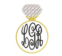 Diamond Ring Monogram Frame Border Machine Embroidery Design - sproutembroiderydesigns