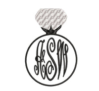 Diamond Ring Monogram Frame Border Machine Embroidery Design - sproutembroiderydesigns