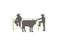 Cowboy Machine Embroidery Design, Bull Silhouette embroidery design