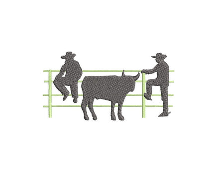 Cowboy Machine Embroidery Design, Bull Silhouette embroidery design