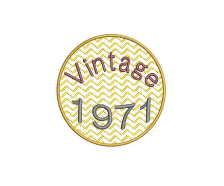 1971 Seal Machine Embroidery Design, Birthday embroidery design, 4x4 and 5x7 hoops, year embroidery
