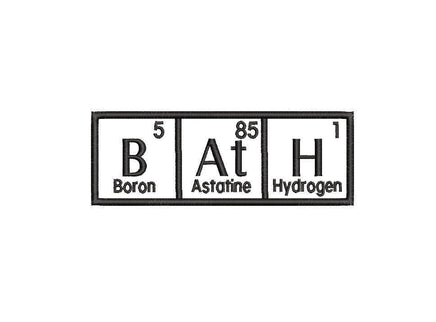 BaTh Periodic Table of Elements Machine Embroidery Design, 2 sizes, Bath Towel Embroidery, Science Embroidery, Bath Embroidery design