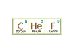 Chef Periodic Table of Elements Embroidery Design, 2 sizes, chef embroidery design, chef towel embroidery, apron embroidery design, 4x4, 5x7 - sproutembroiderydesigns
