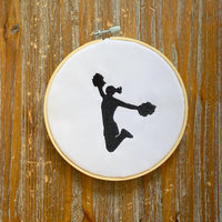 Cheerleader Machine Embroidery Design, Cheerleading with pots machine embroidery, Cheer Silhouette
