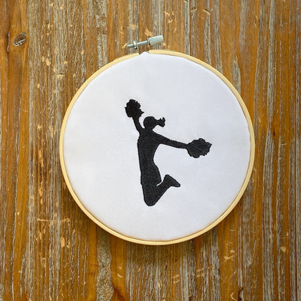 Cheerleader Machine Embroidery Design, Cheerleading with pots machine embroidery, Cheer Silhouette
