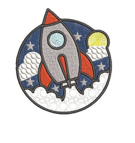 Rocket Embroidery Design - sproutembroiderydesigns