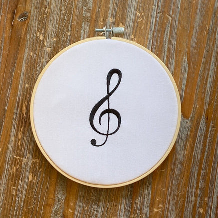 Treble Clef Machine Embroidery Design, 4x4 hoop, music embroidery design, music machine embroidery design, treble design, treble embroidery - sproutembroiderydesigns