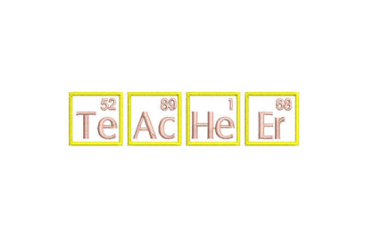 Small Teacher Machine Embroidery Design, Periodic Table of Elements embroidery design, science embroidery, 4x4 hoop, Teacher embroidery gift