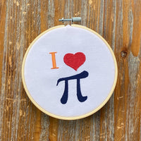 I Love Pi Machine Embroidery Design, pi embroidery design, math teacher machine embroidery design