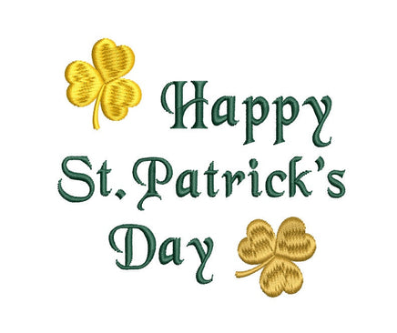 Happy St. Patrick's Day Machine Embroidery Design, Clover design, Shamrock embroidery, St. Patrick's day embroidery pattern, clover design