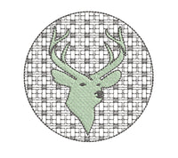 Plaid Deer Silhouette Machine Embroidery Design - sproutembroiderydesigns