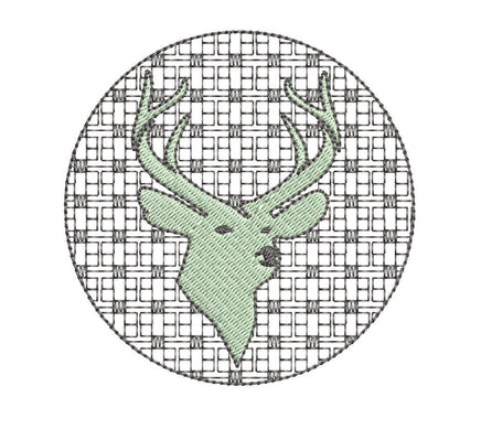 Plaid Deer Silhouette Machine Embroidery Design - sproutembroiderydesigns