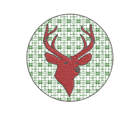 Plaid Deer Silhouette Machine Embroidery Design - sproutembroiderydesigns