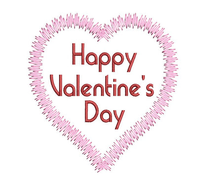 Happy Valentine's Day Modern Heart Machine Embroidery Design - sproutembroiderydesigns