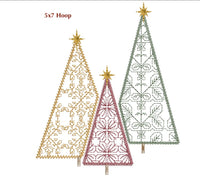 Three Forest Christmas Trees Machine Embroidery Design, 2 sizes, 4x4 and 5x7 hoop, Christmas tree embroidery design, Christmas towel design - sproutembroiderydesigns