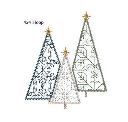 Three Forest Christmas Trees Machine Embroidery Design, 2 sizes, 4x4 and 5x7 hoop, Christmas tree embroidery design, Christmas towel design - sproutembroiderydesigns