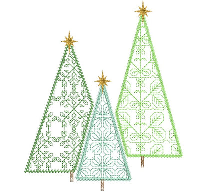 Three Forest Christmas Trees Machine Embroidery Design, 2 sizes, 4x4 and 5x7 hoop, Christmas tree embroidery design, Christmas towel design - sproutembroiderydesigns