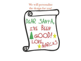 Personalized Santa Letter Christmas Embroidery Design, 2 sizes, 4x4 and 5x7 hoop, Custom embroidery design, Christmas machine embroidery - sproutembroiderydesigns