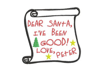 Personalized Santa Letter Christmas Embroidery Design, 2 sizes, 4x4 and 5x7 hoop, Custom embroidery design, Christmas machine embroidery
