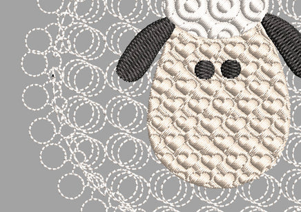 Embossed Sheep Machine Embroidery Design - Sheep nursery embroidery, farm embroidery, 4x4 hoop