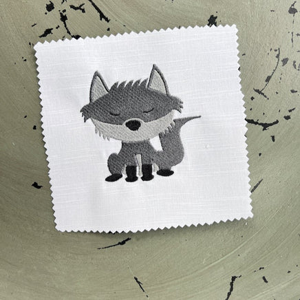 Wolf Machine Embroidery Design, nursery embroidery design, 4x4 hoop