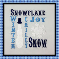 Block Winter Chilly Joy Snowman Machine Embroidery Design-2 sizes - sproutembroiderydesigns