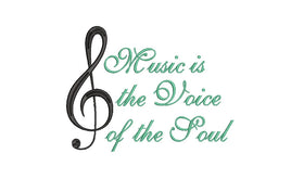 Music is the Voice of the Soul Machine Embroidery Design, 2 sizes, music embroidery design, music machine embroidery, 4x4 hoop, 5x7 hoop - sproutembroiderydesigns
