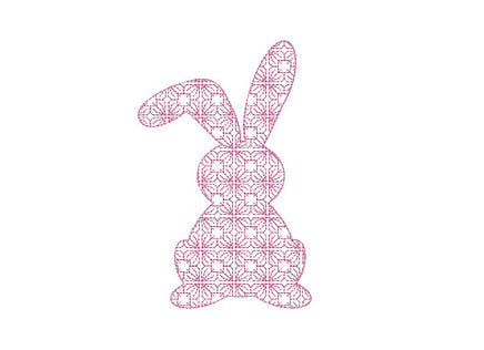 Flower Petal Bunny Machine Embroidery Design, 2 Sizes, Easter Bunny Silhouette Embroidery Design, 4x4 hoop, 5x7 hoop, quick stitch