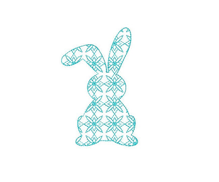 Daisy Bunny Machine Embroidery Design, 2 Sizes, Easter Bunny Silhouette Embroidery Design, 4x4 hoop, 5x7 hoop, quick stitch - sproutembroiderydesigns