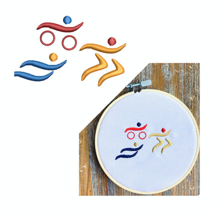 Triathlon Machine Embroidery Design, try embroidery design, triathlon embroidery pattern