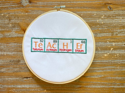 Teacher Periodic Table of Elements Machine Embroidery Design, teacher embroidery design, teacher embroidery gift, science embroidery design