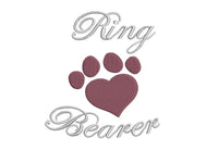 Dog Heart Paw Ring Bearer Machine Embroidery Designs, 3 Sizes, Dog wedding embroidery, Dog Ring Bearer embroidery design, Dog of Honor