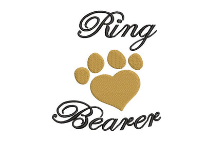 Dog Heart Paw Ring Bearer Machine Embroidery Designs, 3 Sizes, Dog wedding embroidery, Dog Ring Bearer embroidery design, Dog of Honor
