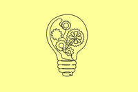 Idea Light Bulb Gear Embroidery Design, 2 sizes, With and without color, Great for teens!