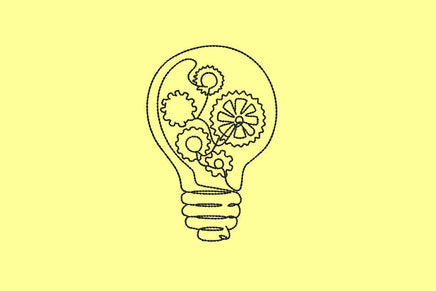 Idea Light Bulb Gear Embroidery Design, 2 sizes, With and without color, Great for teens!