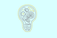 Idea Light Bulb Gear Embroidery Design, 2 sizes, With and without color, Great for teens!