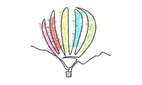 Colorful Sketch Hot Air Balloon Machine Embroidery Design