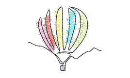 Colorful Sketch Hot Air Balloon Machine Embroidery Design