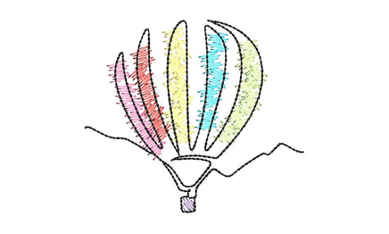 Colorful Sketch Hot Air Balloon Machine Embroidery Design